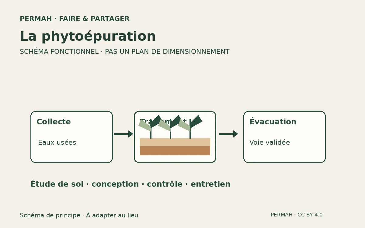Schéma de principe : Phytoépuration : préparer un système adapté à son terrain