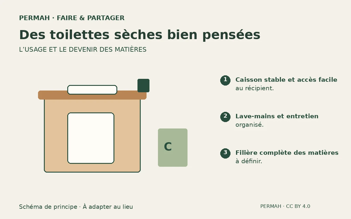 Schéma de principe : Toilettes sèches : concevoir l’usage et la gestion des matières